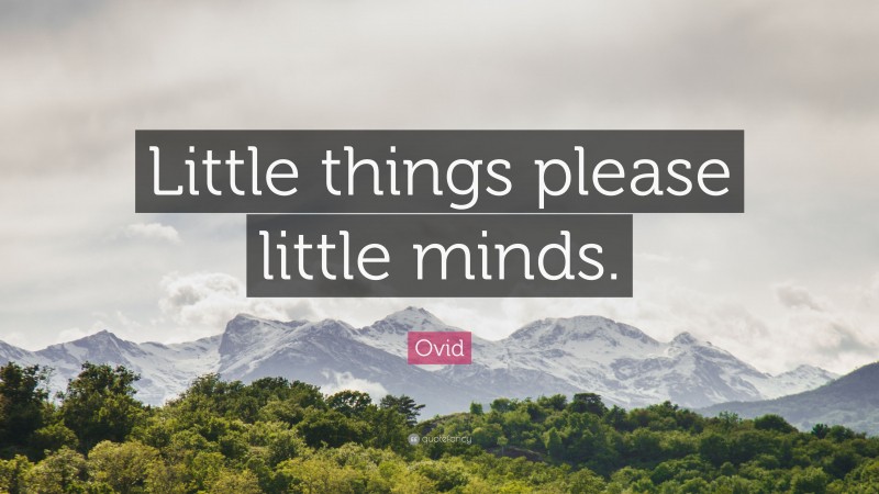 Ovid Quote: “Little things please little minds.”