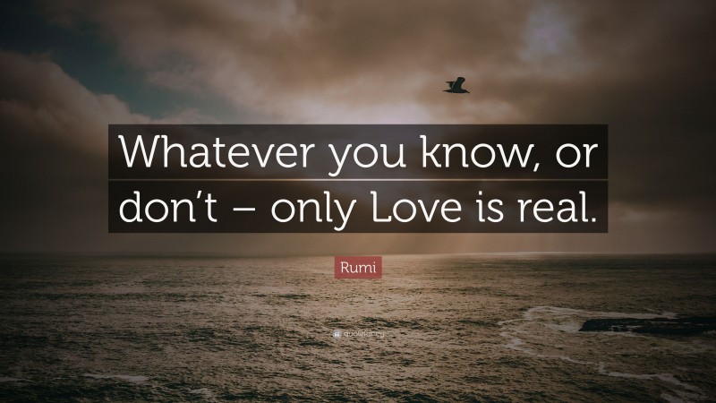 Rumi Quote: “Whatever you know, or don’t – only Love is real.”