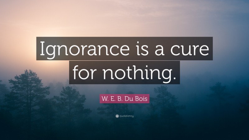 W. E. B. Du Bois Quote: “Ignorance is a cure for nothing.”