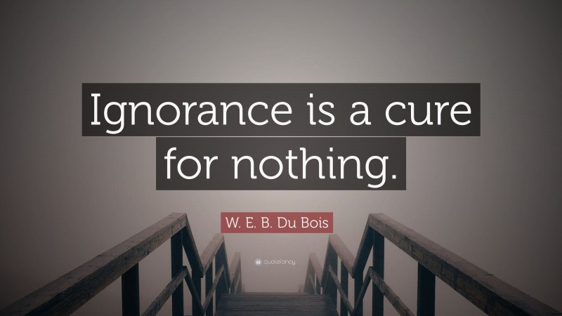 W. E. B. Du Bois Quote: “Ignorance is a cure for nothing.”