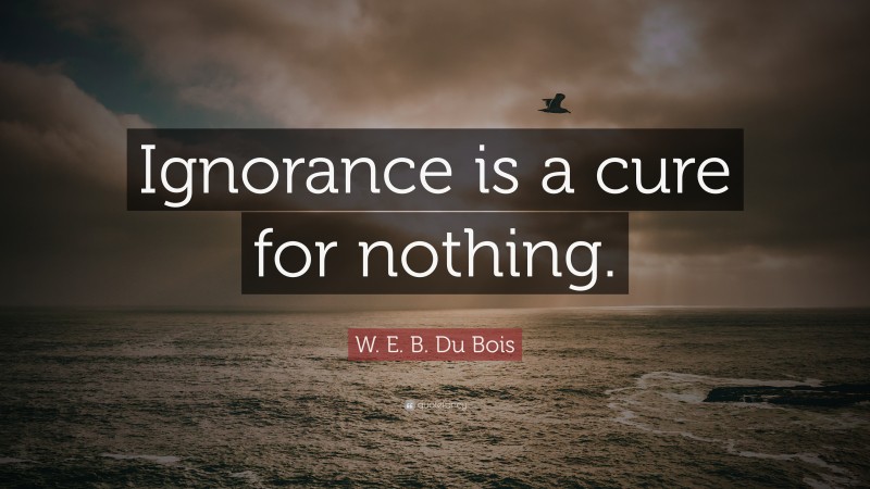 W. E. B. Du Bois Quote: “Ignorance is a cure for nothing.”