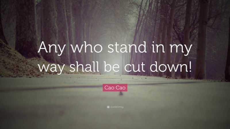 Cao Cao Quote: “Any who stand in my way shall be cut down!”