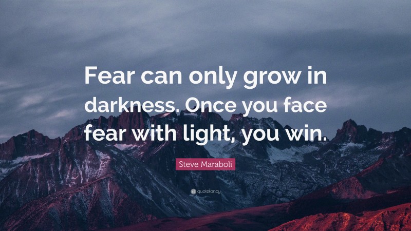Steve Maraboli Quote: “Fear can only grow in darkness. Once you face fear with light, you win.”