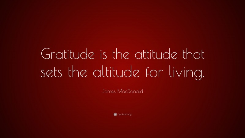 James MacDonald Quote: “Gratitude is the attitude that sets the altitude for living.”
