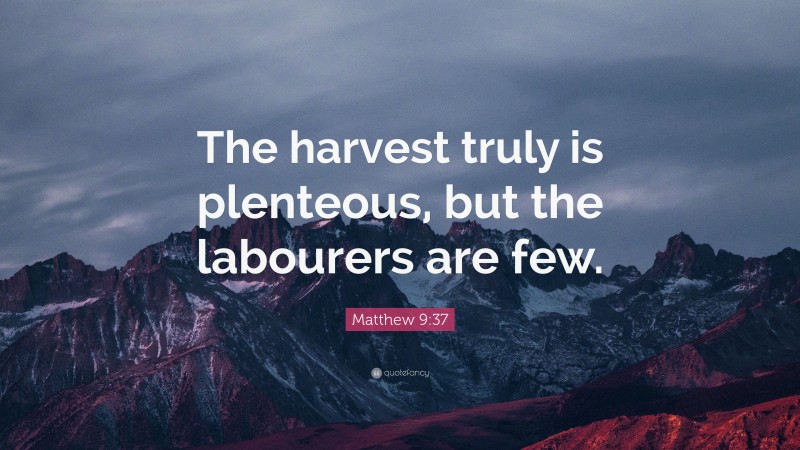 Matthew 9:37 Quote: “The harvest truly is plenteous, but the labourers are few.”