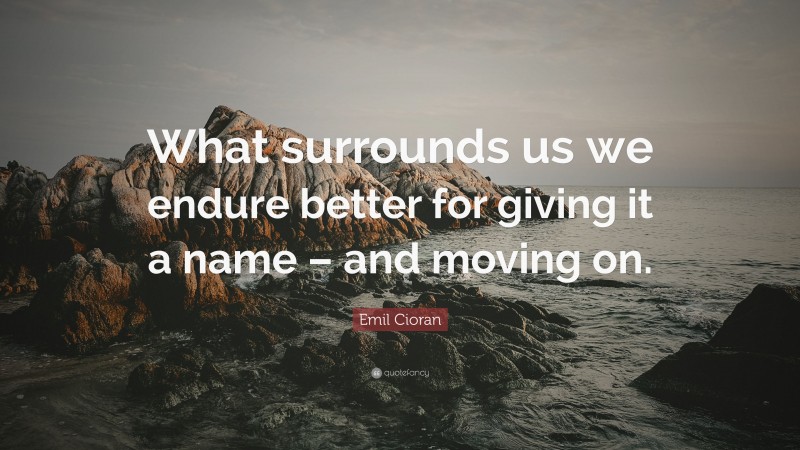 Emil Cioran Quote: “What surrounds us we endure better for giving it a name – and moving on.”