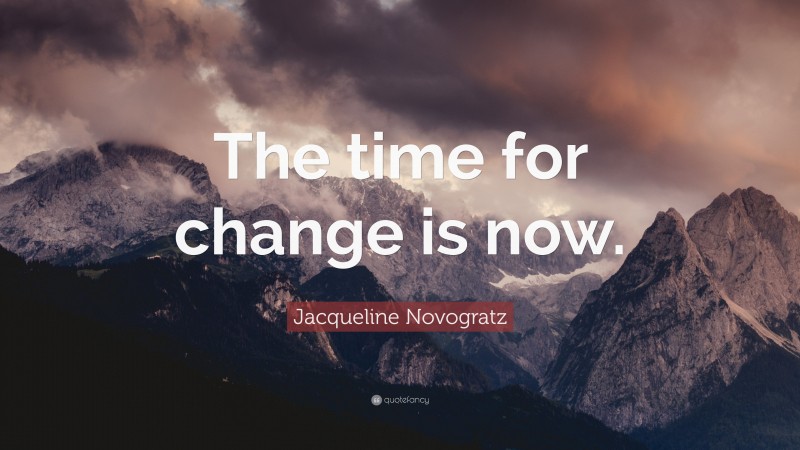 Jacqueline Novogratz Quote: “The time for change is now.”
