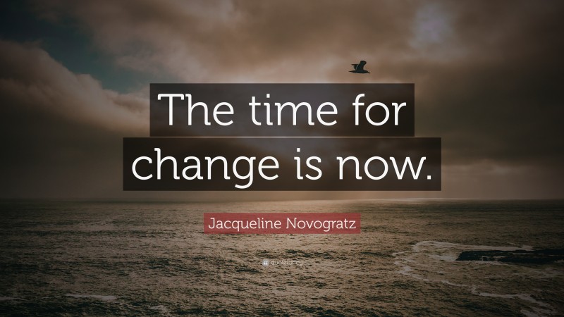 Jacqueline Novogratz Quote: “The time for change is now.”