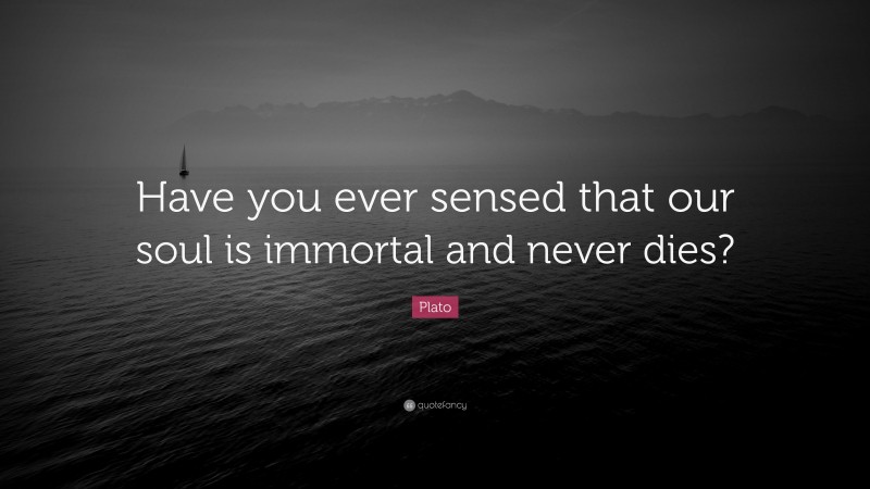 Plato Quote: “Have you ever sensed that our soul is immortal and never dies?”