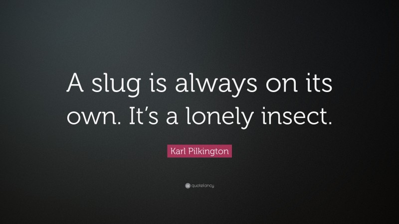 Karl Pilkington Quote: “A slug is always on its own. It’s a lonely insect.”