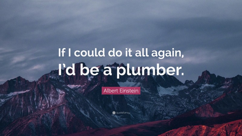 Albert Einstein Quote: “If I could do it all again, I’d be a plumber.”