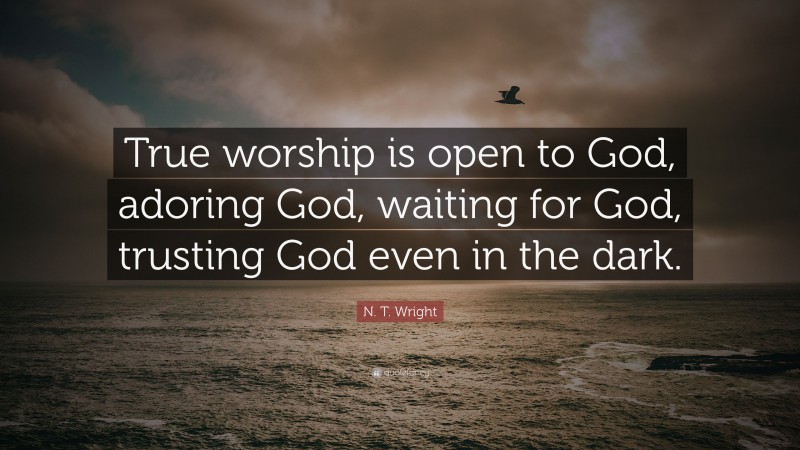N. T. Wright Quote: “True worship is open to God, adoring God, waiting for God, trusting God even in the dark.”