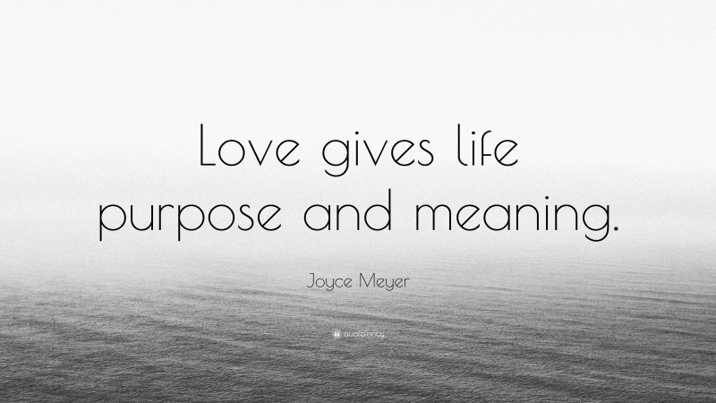 Joyce Meyer Quote: “Love gives life purpose and meaning.”