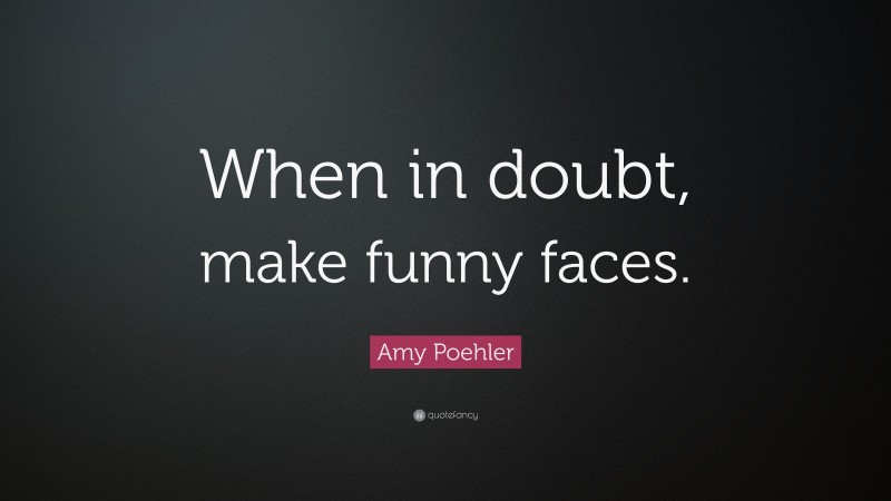 Amy Poehler Quote: “When in doubt, make funny faces.”