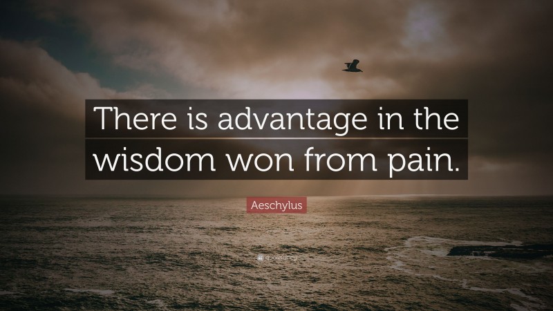 Aeschylus Quote: “There is advantage in the wisdom won from pain.”