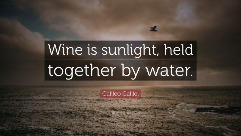 Galileo Galilei Quote: “Wine is sunlight, held together by water.”