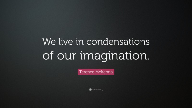 Terence McKenna Quote: “We live in condensations of our imagination.”