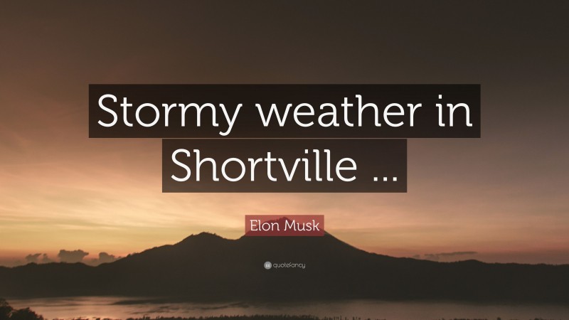 Elon Musk Quote: “Stormy weather in Shortville ...”