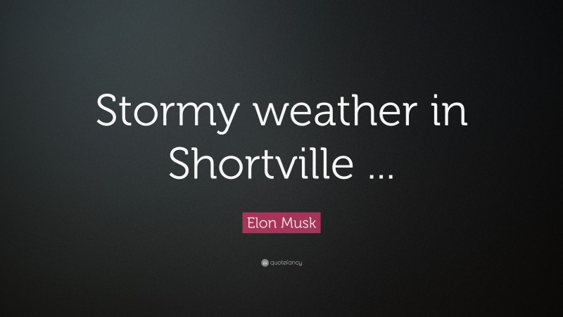 Elon Musk Quote: “Stormy weather in Shortville ...”