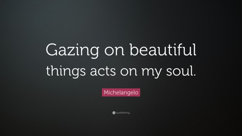 Michelangelo Quote: “Gazing on beautiful things acts on my soul.”