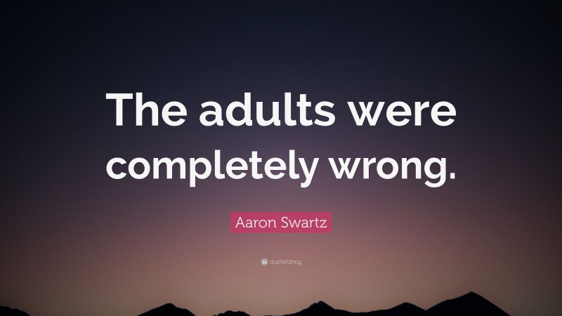 Aaron Swartz Quote: “The adults were completely wrong.”