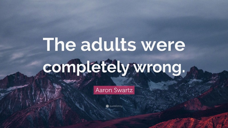 Aaron Swartz Quote: “The adults were completely wrong.”
