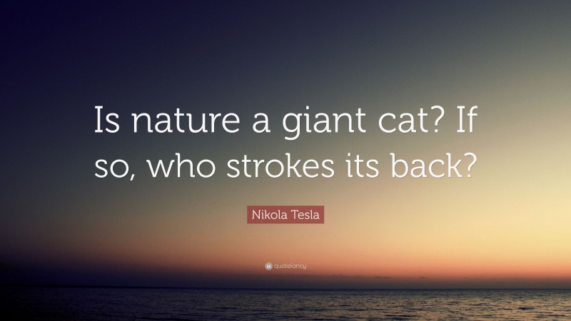 Nikola Tesla Quote: “Is nature a giant cat? If so, who strokes its back?”