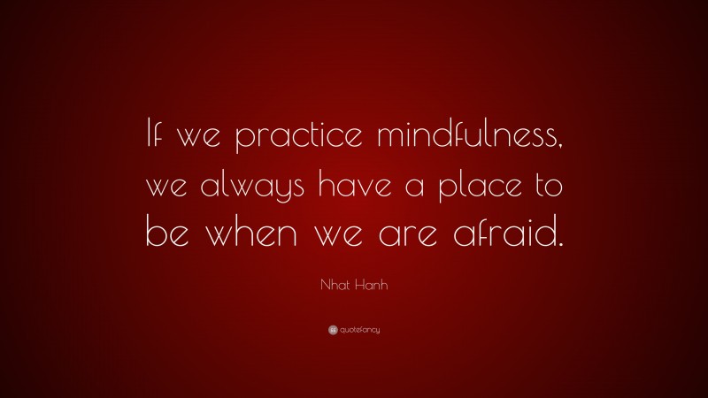 Nhat Hanh Quote: “If we practice mindfulness, we always have a place to be when we are afraid.”