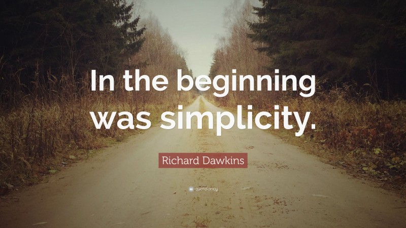 Richard Dawkins Quote: “In the beginning was simplicity.”