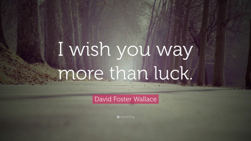 David Foster Wallace Quote: “I wish you way more than luck.”