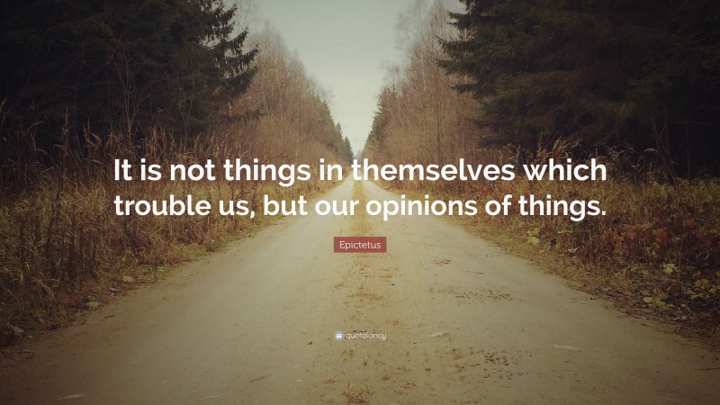 Epictetus Quote: “It is not things in themselves which trouble us, but our opinions of things.”