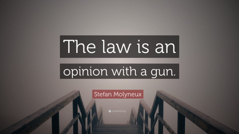 Stefan Molyneux Quote: “The law is an opinion with a gun.”