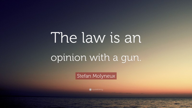 Stefan Molyneux Quote: “The law is an opinion with a gun.”