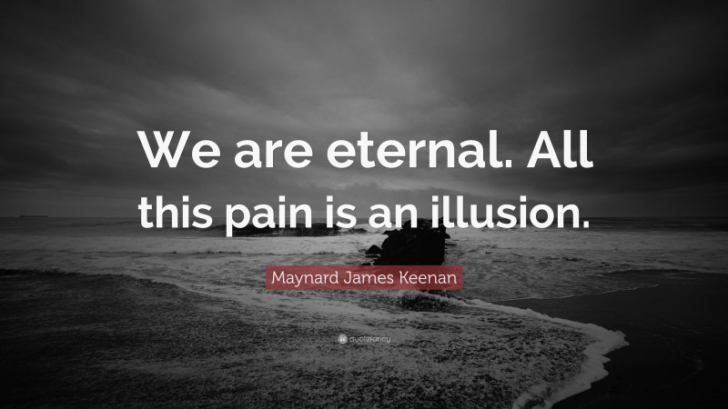 Maynard James Keenan Quote: “We are eternal. All this pain is an illusion.”