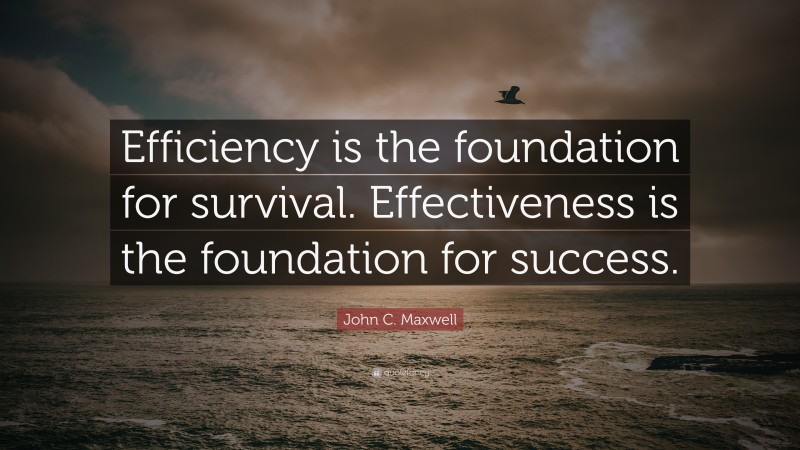 John C. Maxwell Quote: “Efficiency is the foundation for survival. Effectiveness is the foundation for success.”