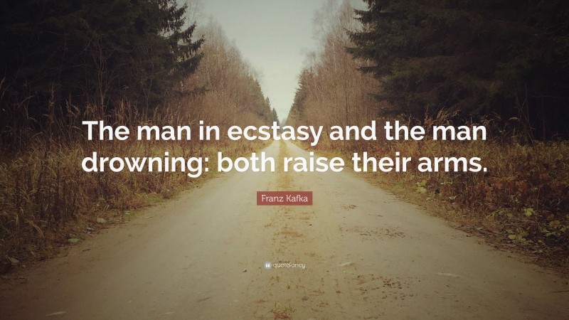 Franz Kafka Quote: “The man in ecstasy and the man drowning: both raise their arms.”
