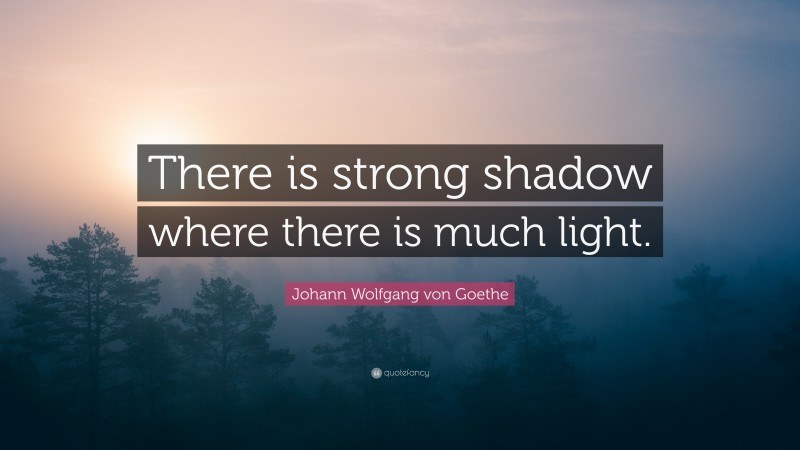 Johann Wolfgang von Goethe Quote: “There is strong shadow where there is much light.”