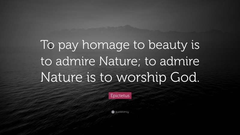 Epictetus Quote: “To pay homage to beauty is to admire Nature; to admire Nature is to worship God.”