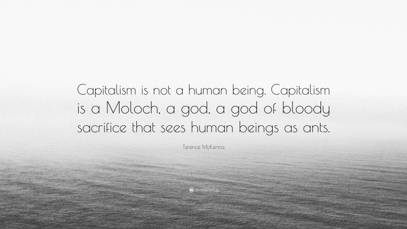 Terence McKenna Quote: “Capitalism is not a human being. Capitalism is