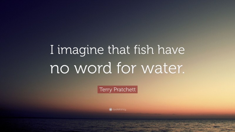Terry Pratchett Quote: “I imagine that fish have no word for water.”