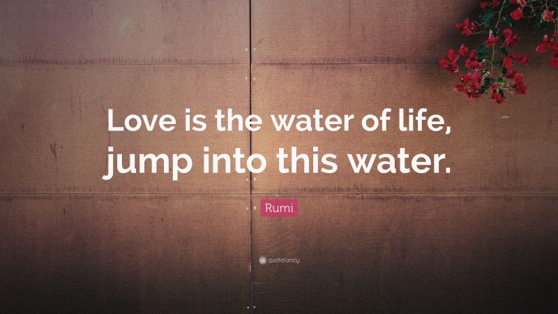 Rumi Quote: “Love is the water of life, jump into this water.”