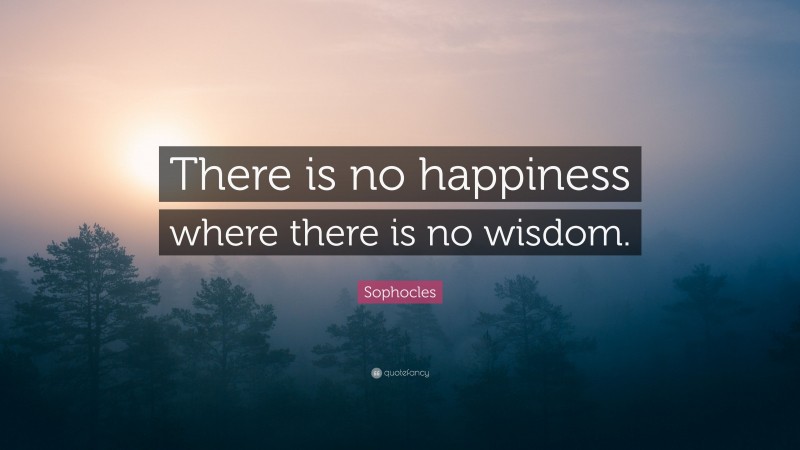 Sophocles Quote: “There is no happiness where there is no wisdom.”
