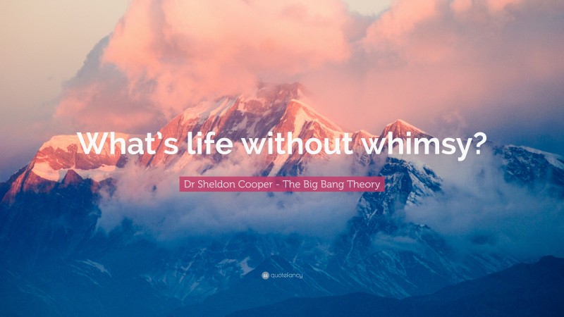 Dr Sheldon Cooper - The Big Bang Theory Quote: “What’s life without whimsy?”