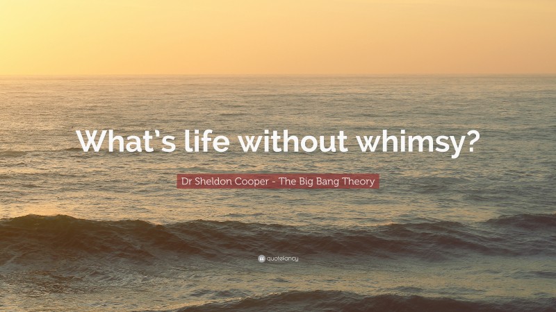 Dr Sheldon Cooper - The Big Bang Theory Quote: “What’s life without whimsy?”