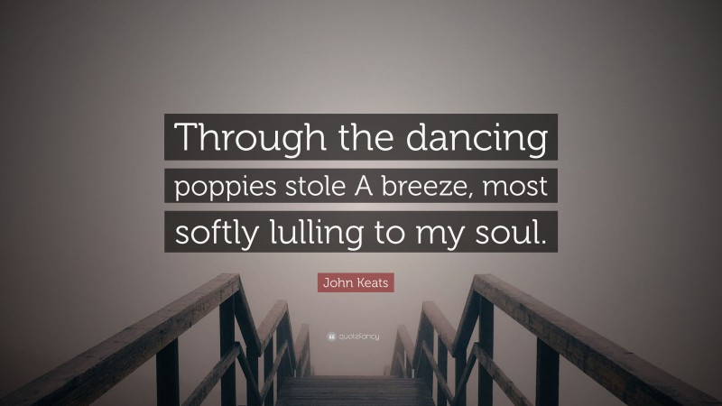 John Keats Quote: “Through the dancing poppies stole A breeze, most softly lulling to my soul.”