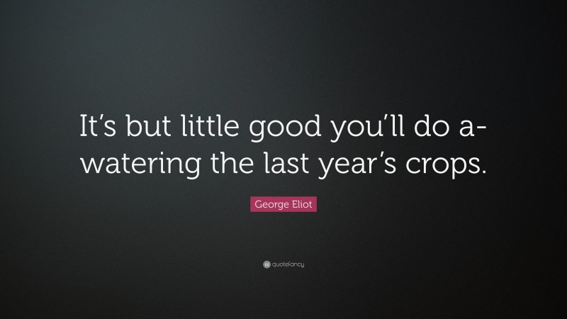 George Eliot Quote: “It’s but little good you’ll do a-watering the last year’s crops.”
