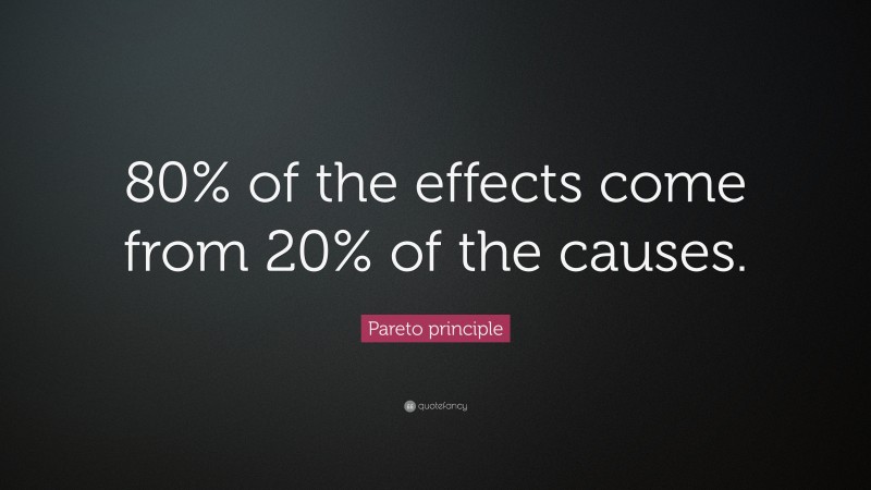 Pareto principle Quote: “80% of the effects come from 20% of the causes.”