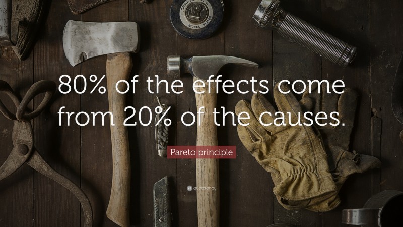 Pareto principle Quote: “80% of the effects come from 20% of the causes.”