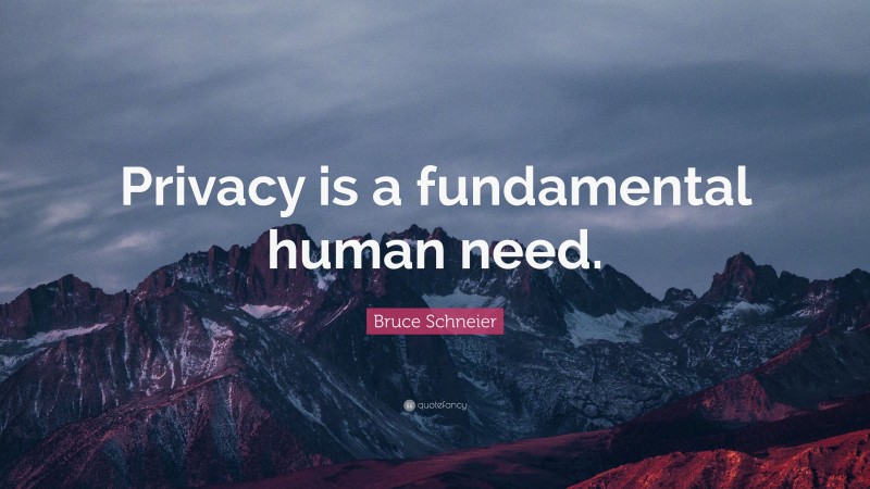 Bruce Schneier Quote: “Privacy is a fundamental human need.”