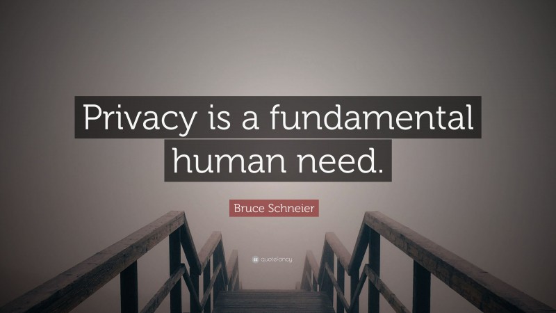 Bruce Schneier Quote: “Privacy is a fundamental human need.”